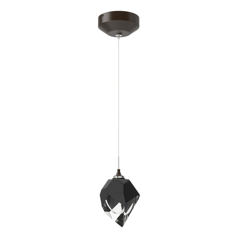 Luminaire suspendu géométrique à 1 lumière Chrysalis, Noir, Bronze huilé