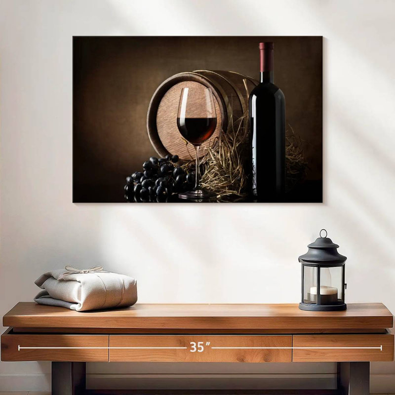 Yarlin raisins et tonneau de vin, H 26 po x l 39 po