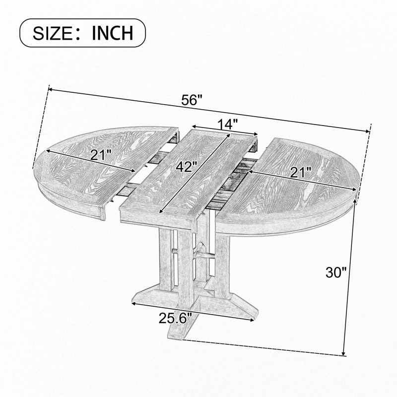 Farmhouse Dining Table Extendable Round Table For Kitchen,Dining Room(Only Table), Natural Wood Wash