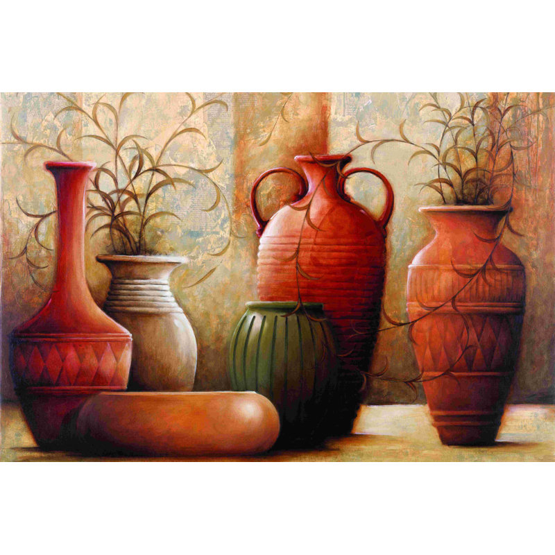 Peinture sur toile tendue 2 pots épicés, H 8 po x l 12 po x P 1,25 po
