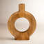 Vase à fleurs contemporain en bois de manguier à découpes pour entrée-1970614143