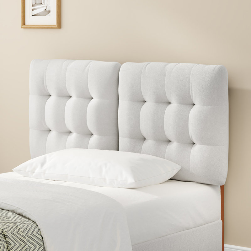 Tête de lit tapissier à hauteur ajustable de 39 po à 44 po, Beige, Très grand lit