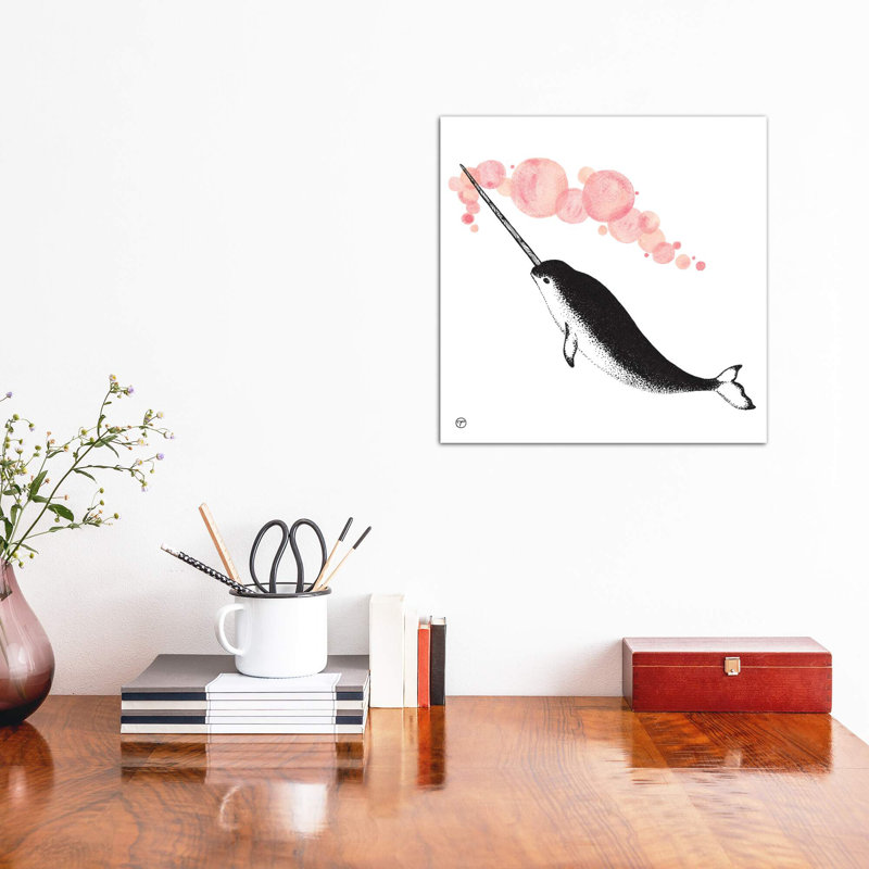 Art papier narwhal, H 18 po x l 18 po x P 1,5 po, Toile tendue