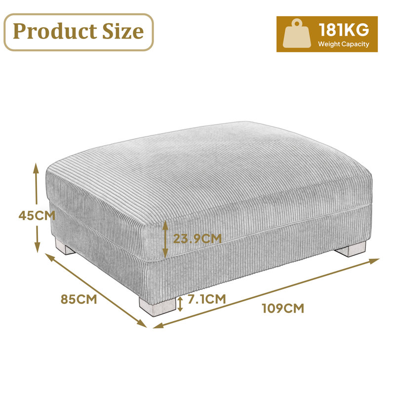 42.9cm Wide Rectangle Solid Colour Standard Ottoman, Navy