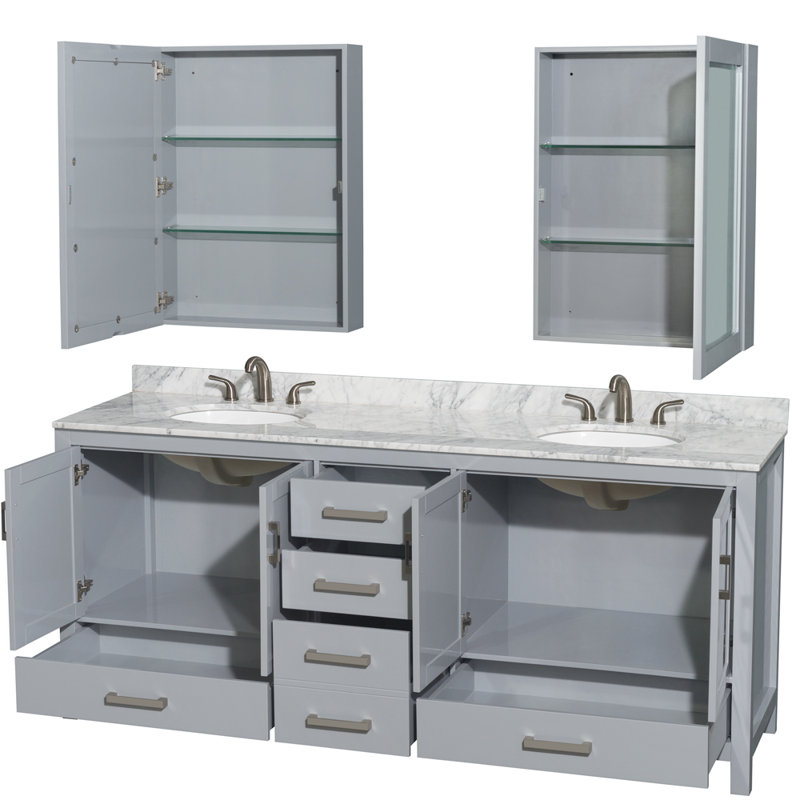 Sheffield 79" Double Bathroom Vanity Base Only, Gray