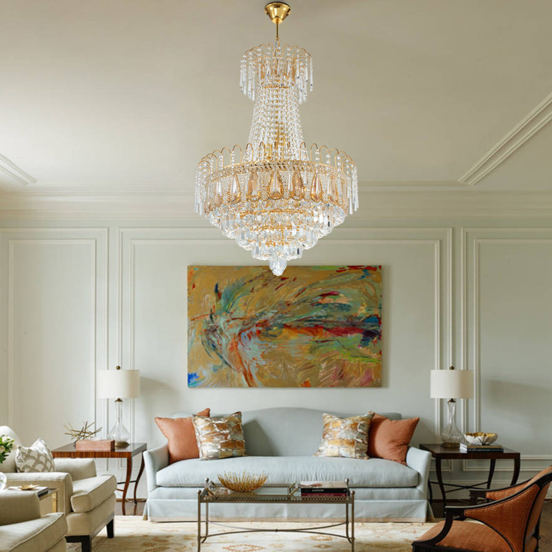 14-light Dimmable Luxrious Gold Crystal Chandelier