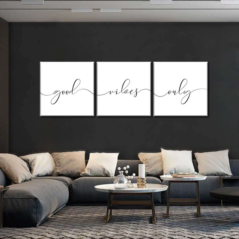 Good Good Vibes Only Calligraphy, reproduction d'art sur toile, H 8 po x l 26 po x 1 po