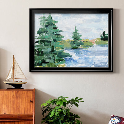«Evergreen Lake I», peinture sur toile encadrée