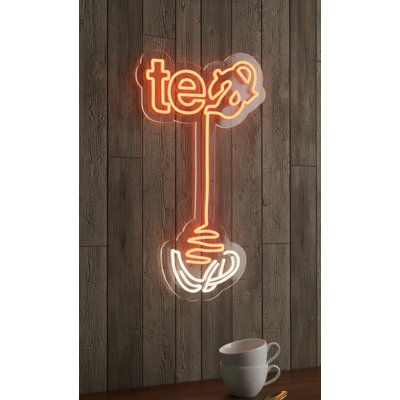  | Enseigne au néon Te | Fabriqué avec un tube à DEL incassable flexible durable qui émet une lueur éclatante et saine pour plus de 50 000 heures de luminosité durable | 25 x 14 | Orange et blanc