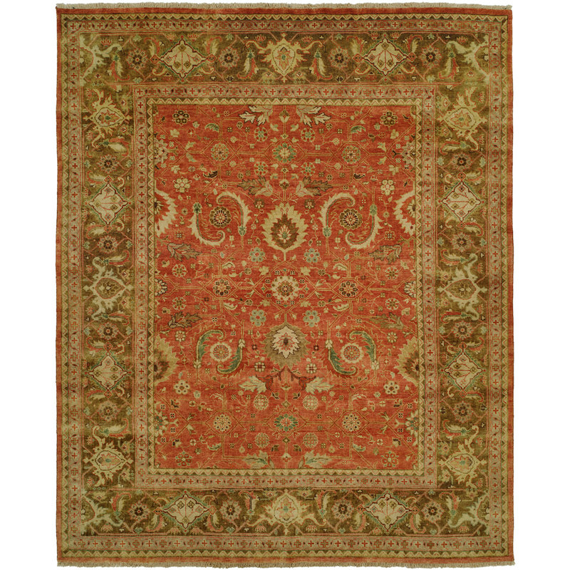 Tapis brun rouille en laine noué à la main Mahal, Rectangle de 10 pi x 14 pi