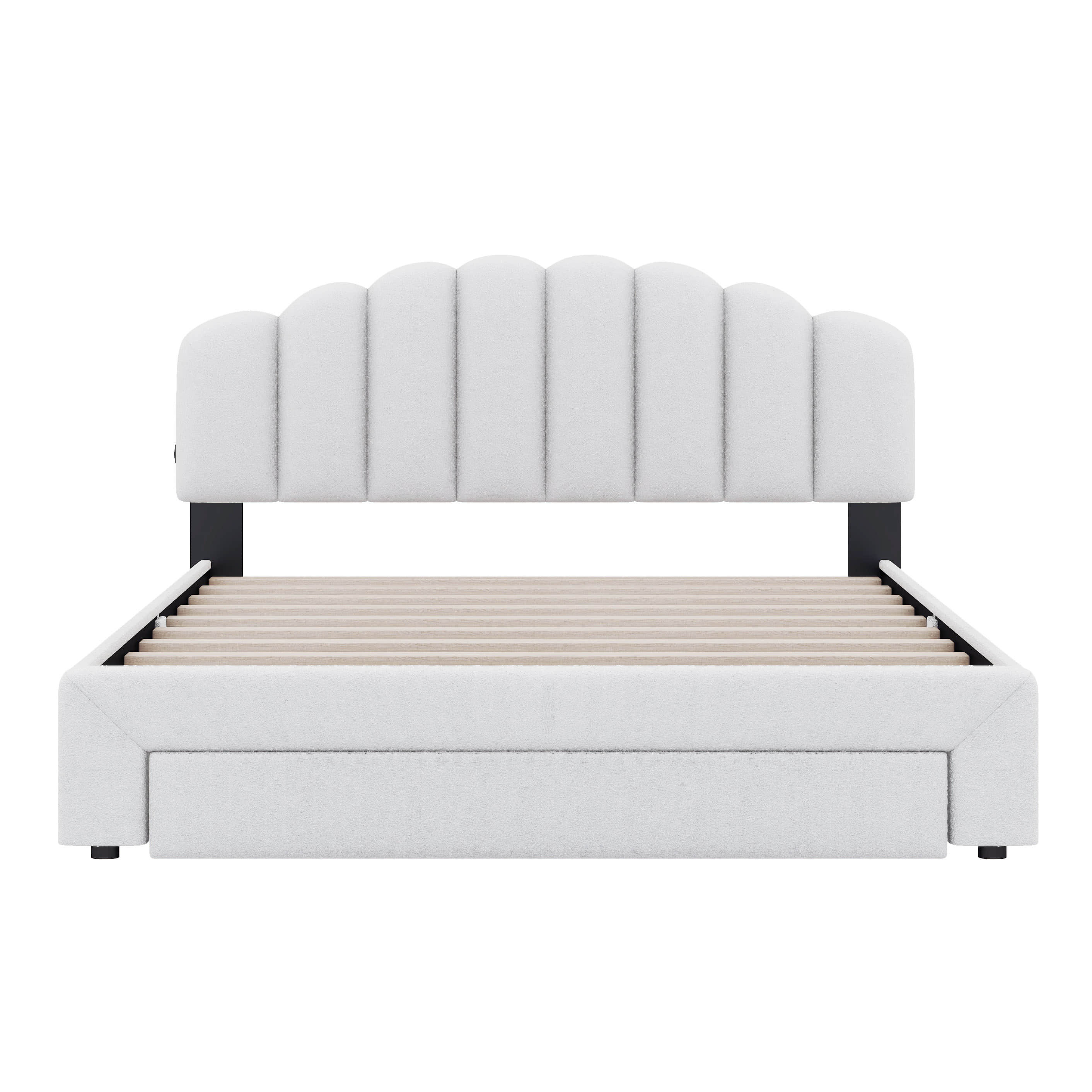 Latitude Run® Teddy Fleece Queen Size Upholstered Platform Bed