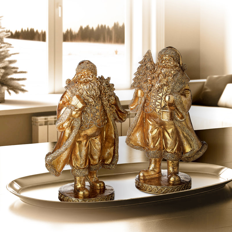 9" Resin Santa Set of 2