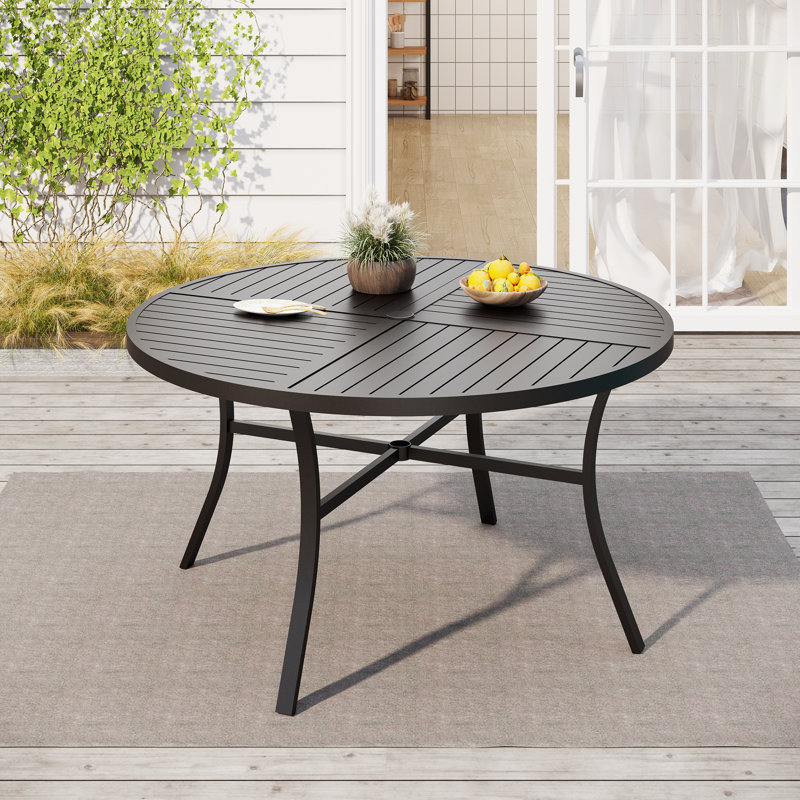 Leonard Round Metal Outdoor Dining Table, 54"