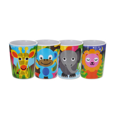 Tasses à plateau ouvert en mélamine pour enfants Jungle