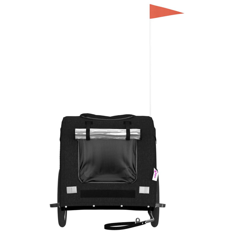 Pet Bike Trailer Oxford Fabric and Iron, Black, 80cm H x 55cm W x 133.5cm D