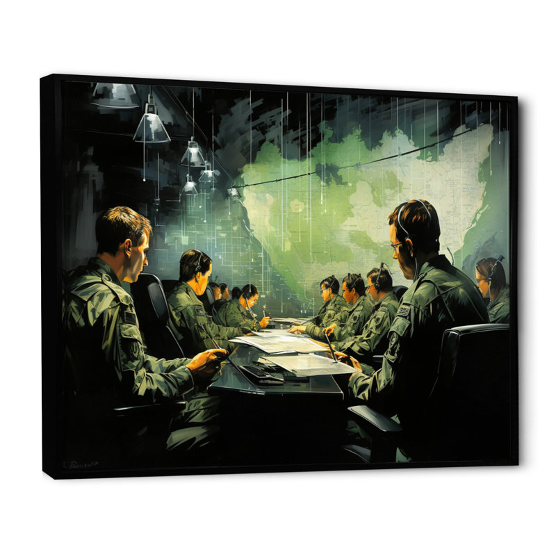 "Military Mission Command II", reproduction sur toile, Cadre flottant noir, H 24 po x l 32 po x P 1 po