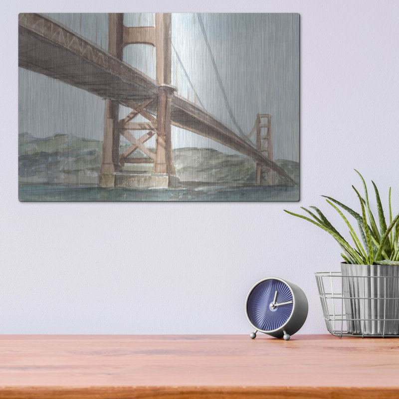 «Iconic Watercolor Bridge 3» par Ethan Harper, art mural en métal, H 12 po x l 16 po