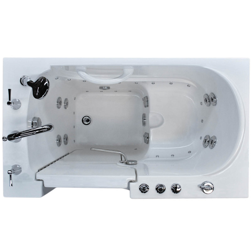 Prairie 45.75'' x 26'' Fiberglass Bathtub with Faucet, Left, White
