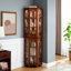 Vitrine de coin avec 4 tablettes réglables en verre trempé