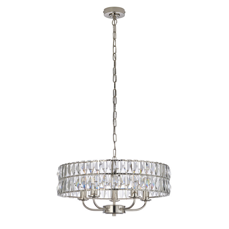 Yukon 5 - Light Drum Chandelier, Bright Nickel