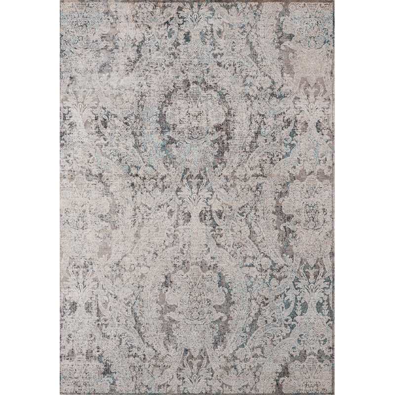 Tapis gris à motif floral Rummond, Rectangle 1 pi 7 po x 3 pi