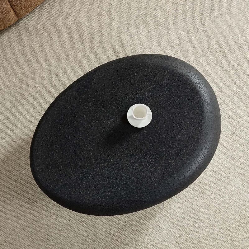 Ensemble de 2 tables basses elliptiques en fibre de verre pour salon, aucun assemblage requis, durable et élégant, Noir
