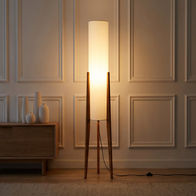 61'' Soild Wood Tripod Floor Lamp