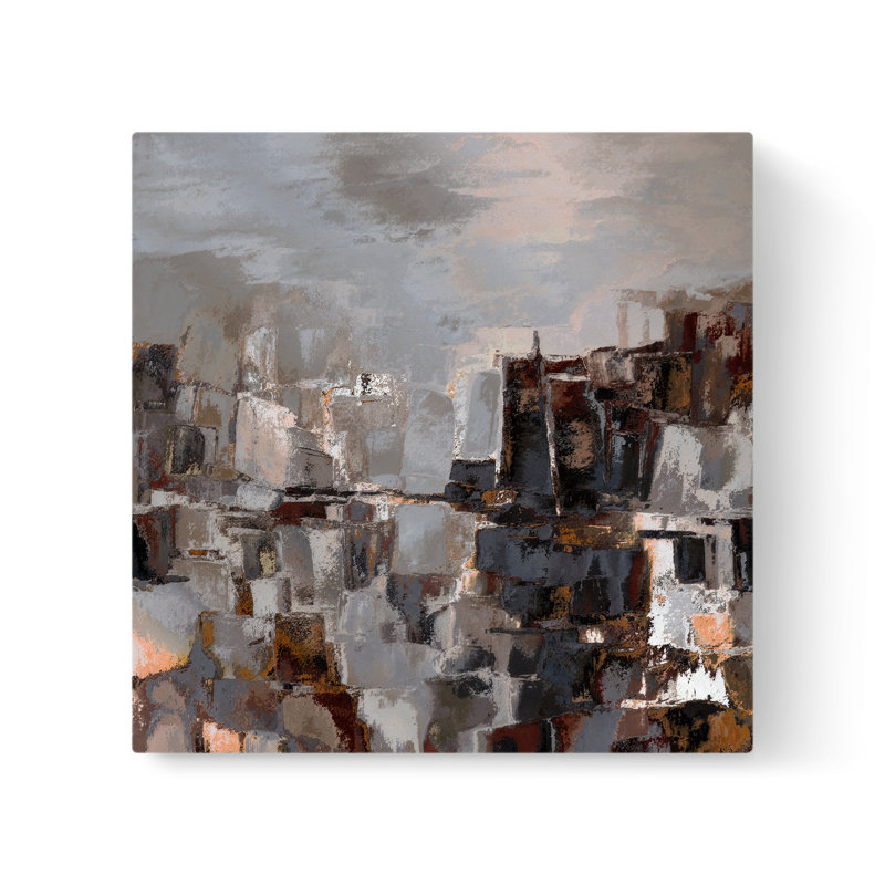 Après-midi grattoirs III - peinture sur toile tendue, H 36 po x l 36 po x P 1,5 po