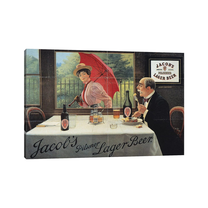 Beer Advertisement, 1898 - Wrapped Canvas Painting, 20.32 cm H x 30.48 cm W