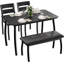 Ensemble de table de salle à manger pour 4 personnes, table de cuisine en bois robuste avec chanfrein et pieds en métal, banc rembourré-187819420
