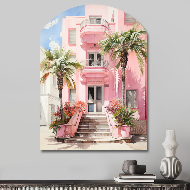 Hillhouse - Miami, art mural asymétrique en métal, arche traditionnelle, impression sur métal, H 34 po x l 25 po