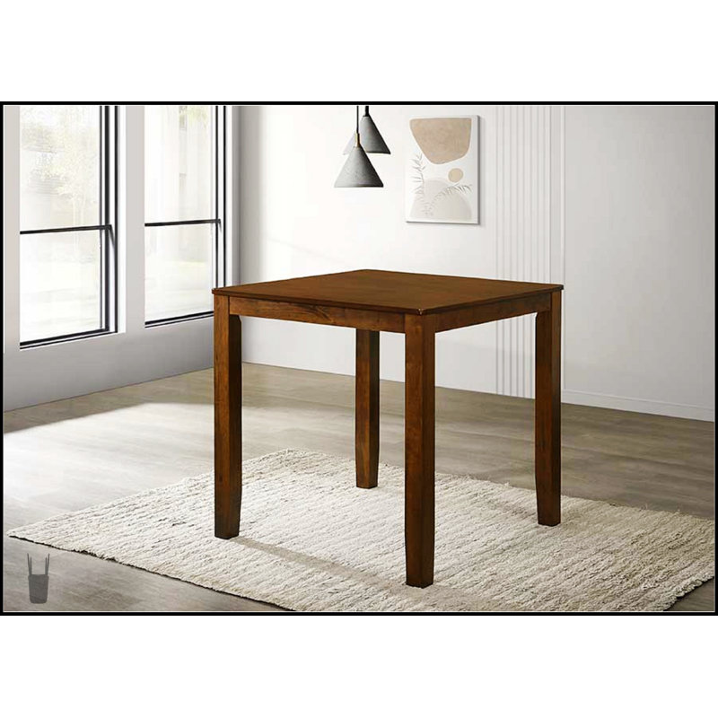 Magnifique ensemble de salle à manger 5 pièces à hauteur de comptoir couleur cerise avec chaises rembourrées crème et table carrée en bois, parfait pour un repas élégant