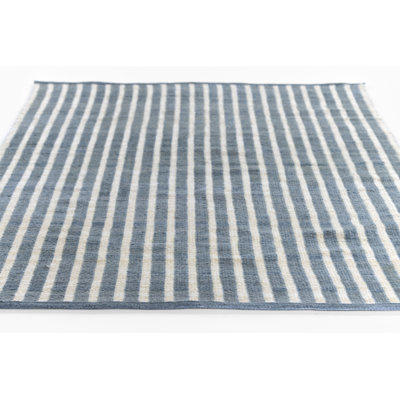 Acerra Blue Hand-Woven Striped Outdoor Rug