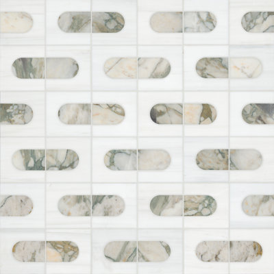 Calabria Frost Geometric 12 in. x 12 in. Polished Marble Mosaic Floor and Wall Tile