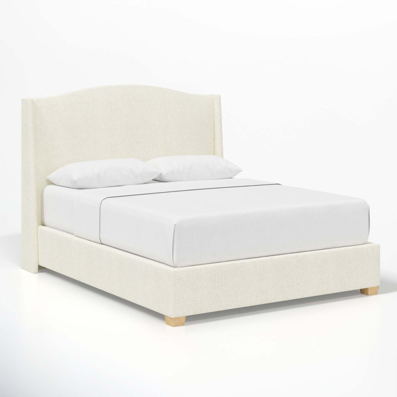 Allis Upholstered Wingback Bed, Twin, Milsap Canvas Sustain® Tweed