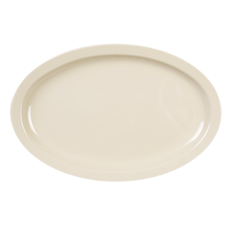 Plateau en mélamine ovale avec rebord étroit Nustone, H 0,91 po x l 9,5 po x P 6,75 po, Perle