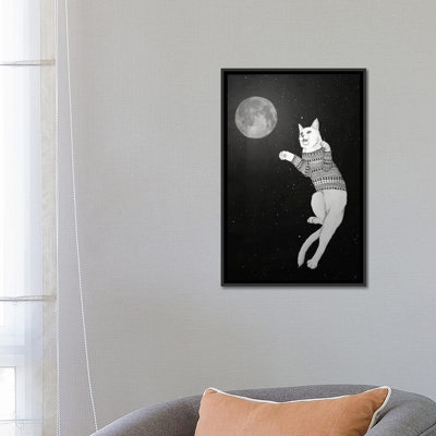 « cat essayant d’attraper the moon » par barruf, impression sur toile tendue
