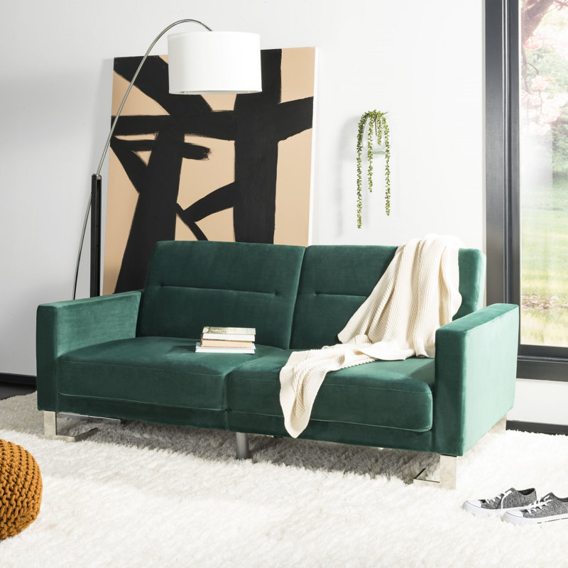Hayasdan Full / Double Upholstered Futon, Emerald/Silver
