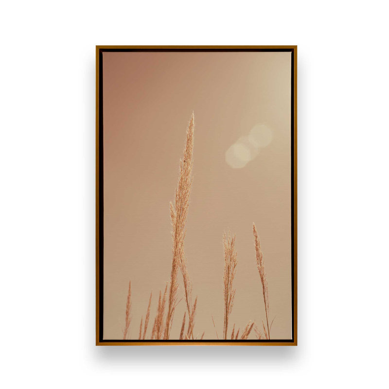 Reproduction d'herbes d'automne sur rouleau, Cadre flottant or poli, H 30,75 po x l 20,75 po x P 1,75 po