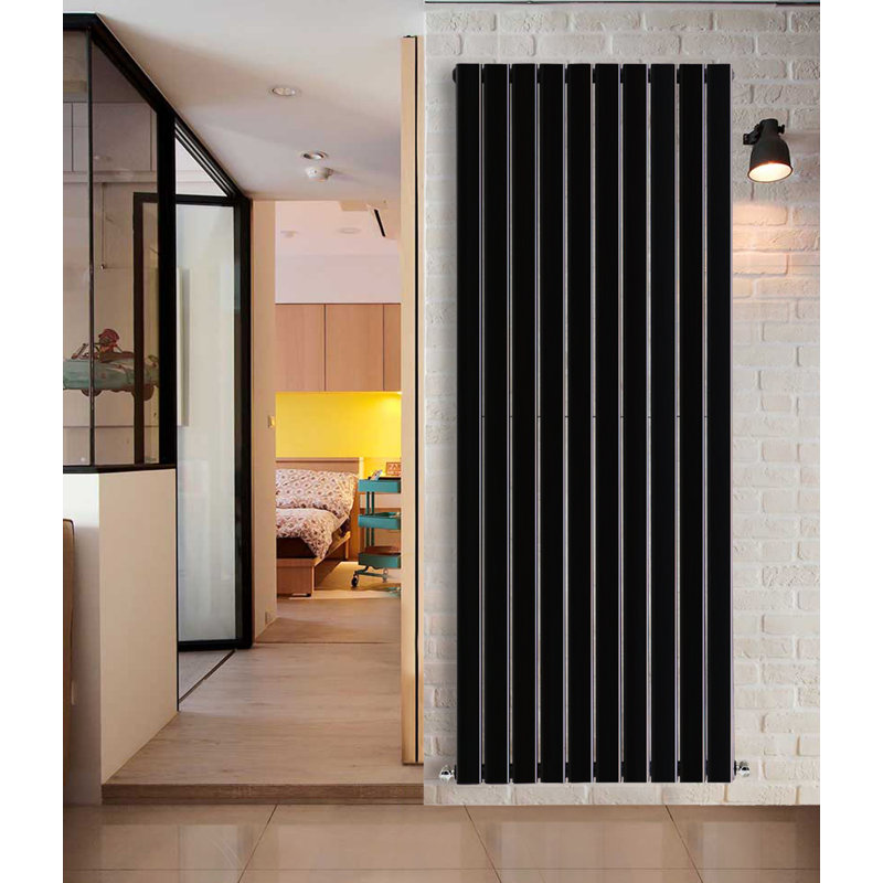 Shonna Vertical Double Flat Panel Radiator, Normal Black, 180cm H x 68cm W
