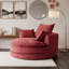 Fauteuil pivotant rond en forme de baril avec coussin et oreillers de soutien amovibles-1457582317