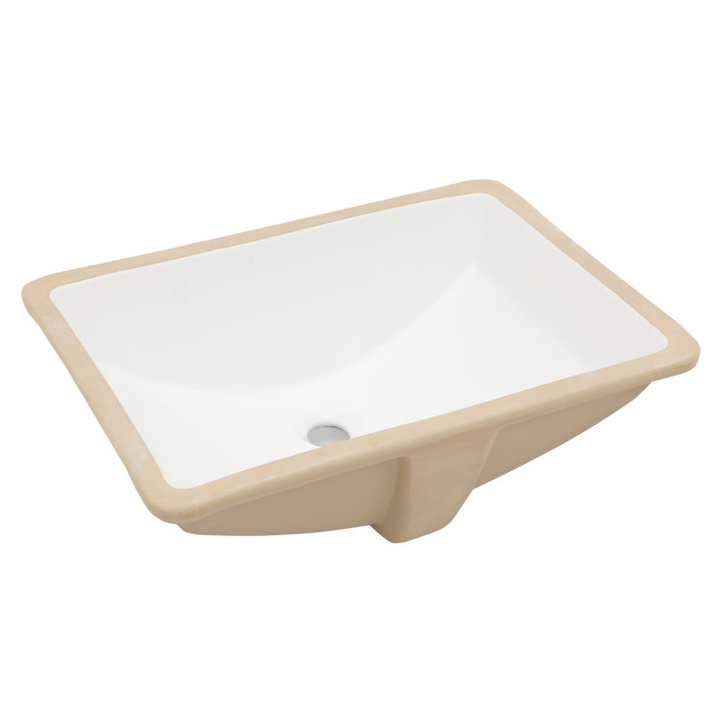 Lavabo de salle de bain rectangulaire encastré blanc en céramique avec trop-plein - style moderne épuré, teinté, pour emplacements multiples, aspect contemporain 21,5 po x 15 po, différents réglages