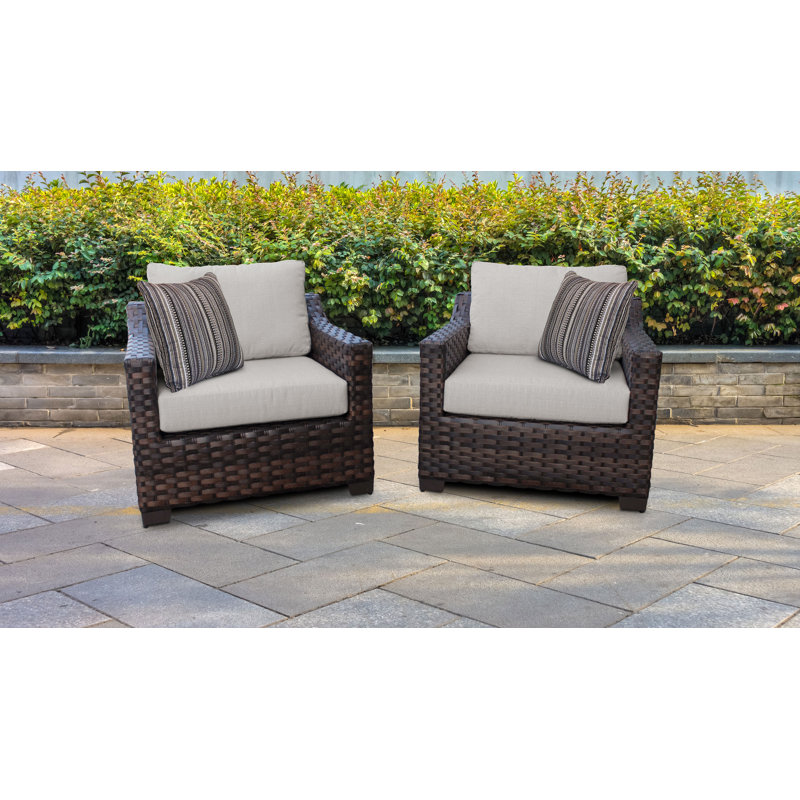 Walnut Wicker Outdoor Patio Chair Set with Cushions