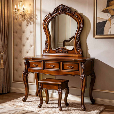 European style luxury carved dressing table