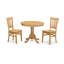 Ensemble de 3 tables de cuisine pour petits espaces comprenant une table de salle à manger ronde avec piédestal et 2 chaises rembourrées en tissu de lin, 36 x 36 pouces, chêne-108003988-108003989-108003995