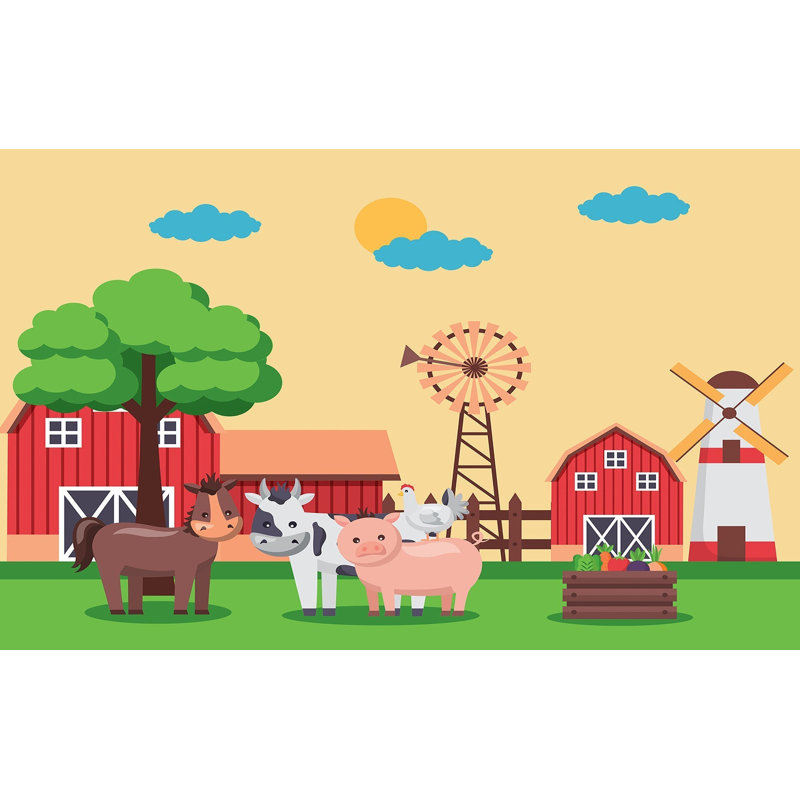 Murale pelez et collez de qualité supérieure - Animaux de ferme, L 120 po x L 96 po