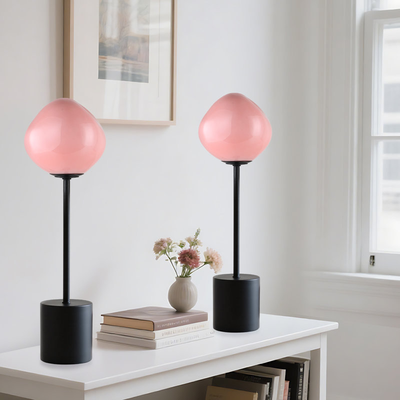 Ensemble de lampe de table 18 po en verre artistique avec abat-jour en forme de globe soufflé à la main, lumière douce, éclairage décoratif moderne pour la chambre à coucher, le salon et la décoration d'appartements