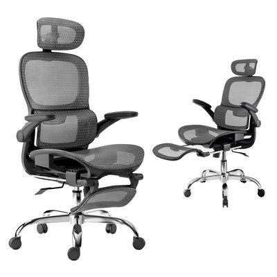 Ergonomic Office Chair, Retractable Footrest, Breathable Mesh