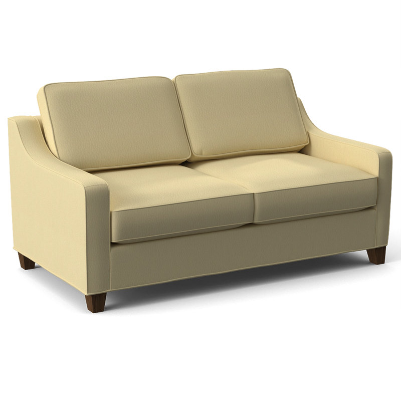 Clark 74" Square Arm Sofa Bed with Reversible Cushions, Dillon Buff, Montana Walnut, Hybrid