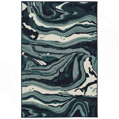 Tapis rectangulaire moderne, abstrait et texturé à poils coupés 5 pi 3 po
